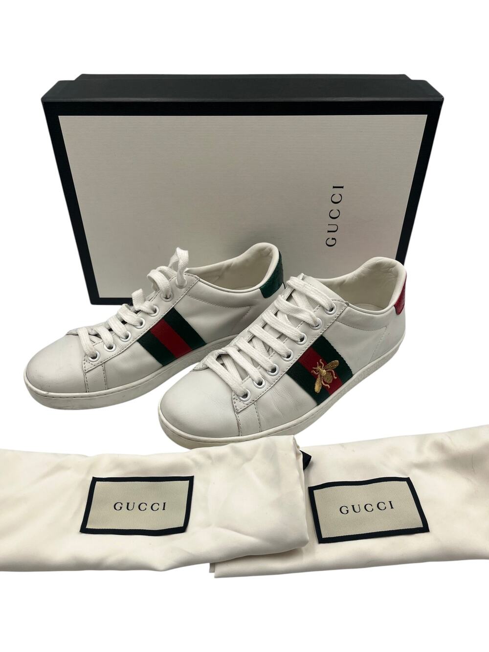 Gucci Sneakers Shoes Ace Embroidered Bee Web Stripe Low Top Leather White 35 / 5